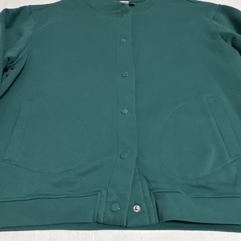Tudor Court Womens Hunter Green Snap Front Sweatshirt Jacket Mock Neck Pockets - Picture 3 of 6